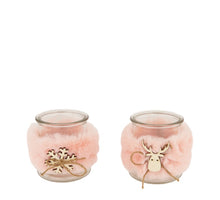 Tealight holder glass Ø9x10cm 2 Light pink mix