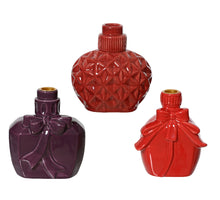 Kandelaar porselein parfumfles 3 assortie 13x9x14cm