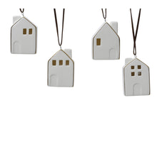 Hanger huis porselein 4 assortie wit 4x2,5x5,5cm