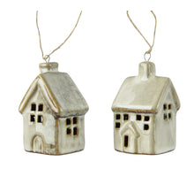 Hanger huis porselein 2 assortie licht bruin 4,5x3,5x7cm