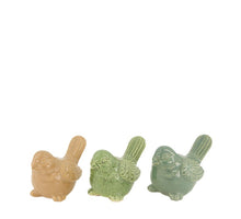 Bird ceramic 13.5x8x9cm 3 assorti green mix