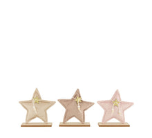Star fabric with wooden base 18.5x4x18.5cm Mixed brown