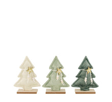 Tree fabric with wooden base 13.5x5x19cm Green Mixed