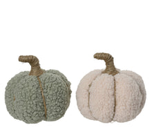 Pompoen polyester 2 assortie groen/wit D16 H18cm