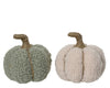 Pompoen polyester 2 assortie groen/wit D16 H18cm