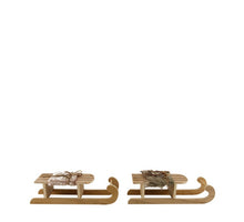 Sleigh wood 28x9x8cm 2 assorti Grey mix