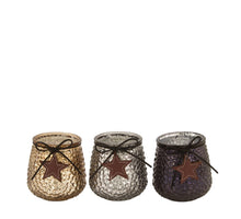 Tealight holder glass ''star'' Ø9.5x10cm Mixed gray