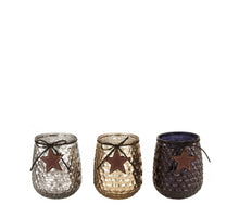 Tealight holder glass ''star'' Ø11x14cm Mixed gray