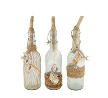 Bottle glass with shells 10x10x33cm 3 assorted Natural