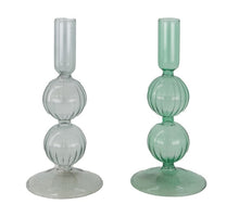 Dinner candle holder glass Ø9x20cm Green mix