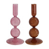 Dinner candle holder glass Ø9x20cm Pink mix