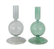 Dinner candle holder glass Ø9x16cm Green mix