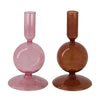 Dinner candle holder glass Ø9x16cm Pink mix