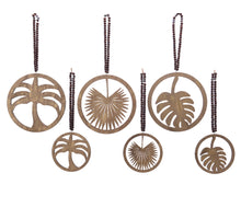 Set a 2 pinewood slice w cutout 3ass gold washed dia22.5x45cm
