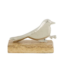 Bird mango wood 14x5x8cm Silver