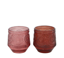 Tealight holder glass Ø9.4x9.7cm Pink mix