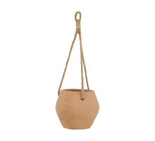 Planter hanging terracotta with rope Ø12.5x11cm Sand