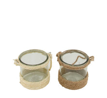 Candle holder glass Ø10x10cm 2 Natural/White mix