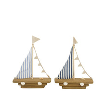 Boat paulownia wood 17x5x23cm Blue mix