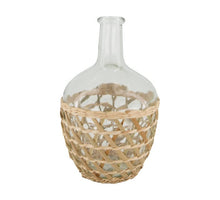 Bottle glass with rattan Ø16x26cm Natural