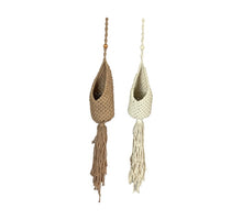 Planter hanger macrame with glass Ø12x75cm Mixed brown