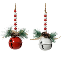 Bel ijzer met deco 2 assortie D6,5 H15cm rood/wit