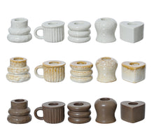 Kandelaar porselein 15 assortie wit/creme/bruin D5 H5cm