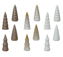 Tree porcelain 12 assorted white/cream/brown D9 H21cm