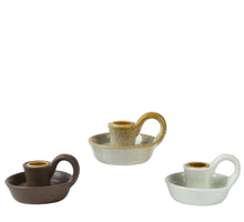 Kandelaar porselein + oor 9,5x8,5x6cm wit/creme/bruin 3 assortie