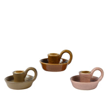 Kandelaar porselein + oor 9,5x8,5x6cm roze/taupe/terra 3 assortie