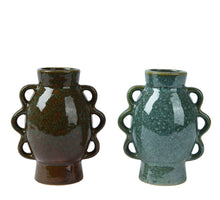 Vaas porselein 2 assortie 12x8x13,5cm turquoise/groen