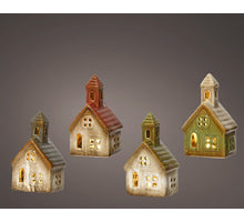 LED huis keramiek binnen 4col ass 13x7,5x5,5cm