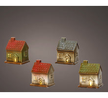LED huis keramiek binnen 4col ass 11,3x9,2x7,2cm