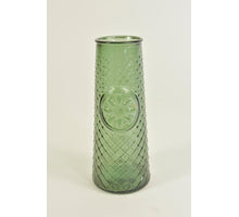 Fles Mandala Olijfgroen recycleglas D6,5 H16cm