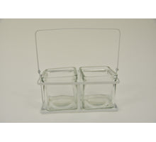 White metal rack with 2 rechargeable glasses 17x9x8/17cm