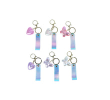 Sleutelhanger holografisch met koord en clip en hart/vlinder assortie