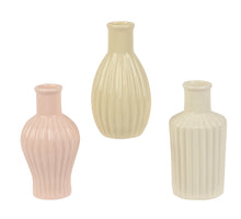 Vaas porselein reaction glazed 3ass assortie D.5.8cm x H.11.6cm creme/roze/wit