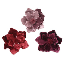 Magnolia op clip polyester fluweel 3col ass D26 H16cm