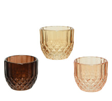 Theelichthouder glas '' ripple en bubble'' 3 ass. D6 H5,2cm