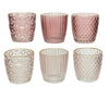 Theelichthouder glas gold edge 6 assortie pink D7,5 H7,5cm