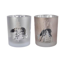 glass tealight holder laser animal 2ass assorted dia7x8.5cm