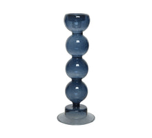 Candlestick glass baubles shiny dia8-H24.5cm - blue