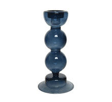 Candlestick glass baubles shiny - dia8-H18cm - blue