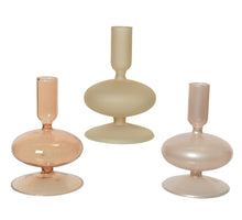 Candlestick glass shiny w spray color 3 color assortment dia8.5-H12cm