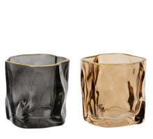 Theelichthouder glas ''Stone'' 2 assortie H7,5 D8cm