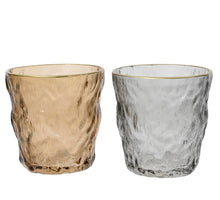 Theelichthouder glas ''Stone'' 2 assortie H9,5 D9cm