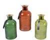 Fles glas met kandelaar 3 assortie kleur D8 H16cm