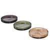 Glass candle holder, ribbed, 3 assorted D10 H1.7cm
