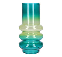 Glasvaas Tess D10/13.6xh27 cm Petrol/geel