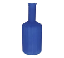 Glass vase Caro lines neck d3.7/8.2xh20.5 cobalt blue matt
